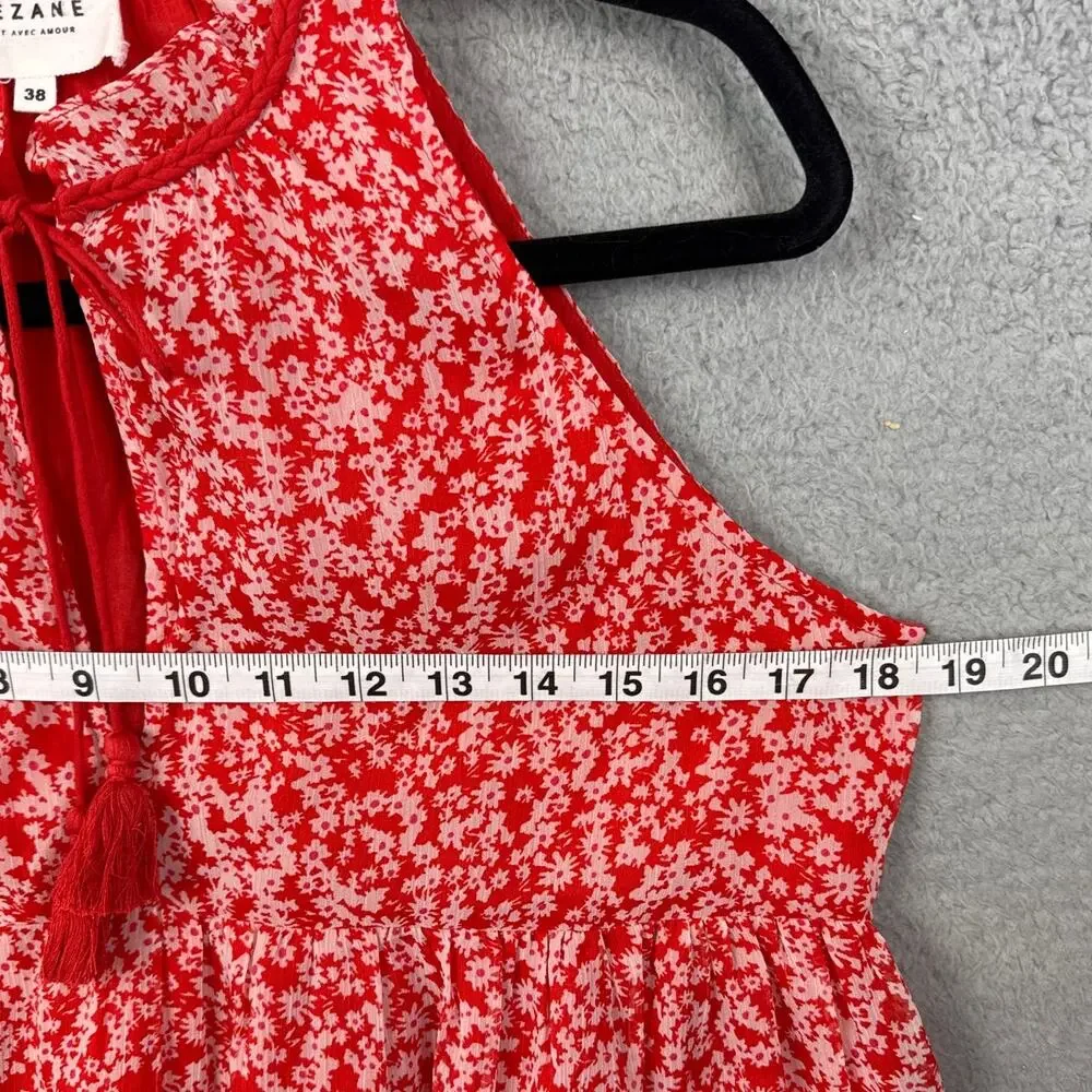 Sézane Women's Red Floral Halter Tie-Front Blouse - Picture 4 of 8
